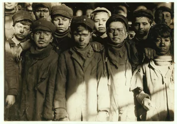 Breaker boys (who sort coal by hand) at Hughestown Borough Coal Co. Pittston, Pennsylvania