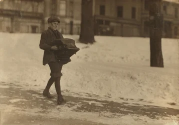 Louis A. Caulfield, Aged 16, on Boston Common Delivering a Heavy Type-Writer
