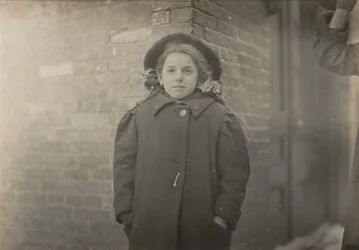 Mery Horn, a Hunchback Condition Aggravated by the Heavy Load of Papers She Carried. Hartford, Connecticut, March 1909