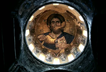 Christ Pantocrator, Interior Dome of the Church of Panagia Parigoritissa, Arta, Epirus, Greece