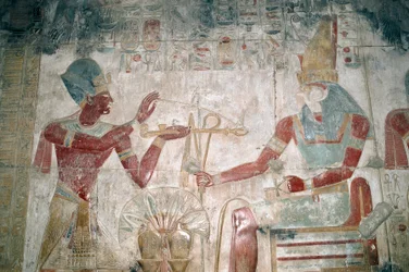 Egypt, Abydos, Temple of pharaoh Seti I, Osiris chapel (detail)