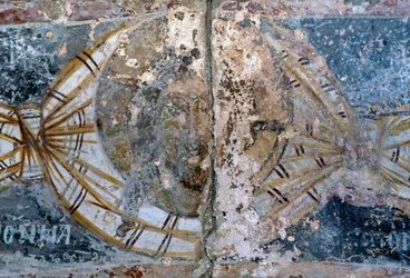 Face of Christ, Damaged Fresco in the Church of Metamorphosis Sotiros, Voutas, Crete, Greece