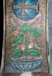 Flowers and Birds, Mosaic in the Early Christian Church of Panagia Ahiropiitos, Thessaloniki, Greece, 5th Century