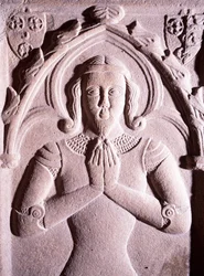 Gravestone with relief decorations, Coetquen Tower, Dinan, Brittany (detail)