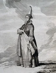 Icelandic woman, engraving from Voyage in North Sea between 1767 and 1768 by Yves-Joseph de Kerguelen-Tremarec