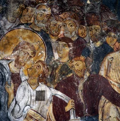Jesus and the Apostles, Frescoes Inside the Monastery of Panagia Antifonitria, Myriokefala, Crete, Greece