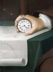 John Harrison with his marine chronometer