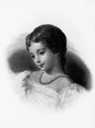 Portrait of Augusta Ada Byron, Countess of Lovelace, English Mathematician and Writer, First Computer Programmer, Engraving