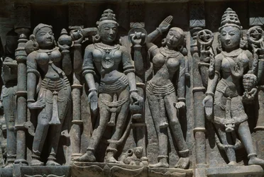 Relief Depicting Female Figures, Adishvara Temple, Vimalavasi Tuk, Temple Complex on Shatrunjaya Hill, Palitana, Gujarat, India