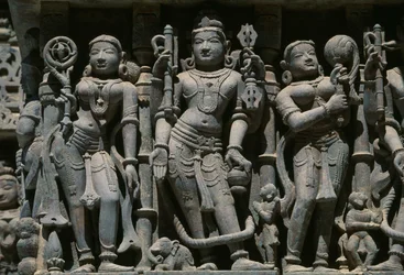 Relief depicting male and female figures, Adishvara temple, Vimalavasi Tuk, temple complex on Shatrunjaya hill, Palitana, Gujarat, India