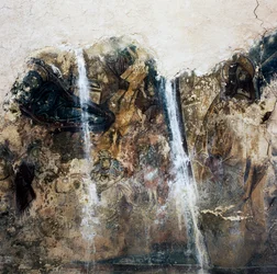 Remains of Fresco in Byzantine Church of Agios Georgios Xifoforos, Apodoulou, Crete, Greece