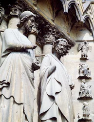Statue of apostle, detail of south door of Cathedral of Notre-Dame
