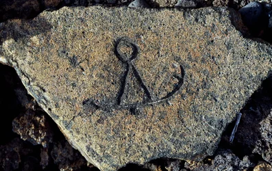 Stone engraving, Puako Petroglyph Archaeological District, Island of Hawaii, United States