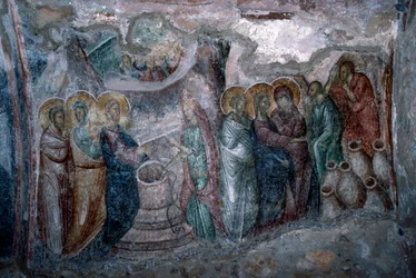The Wedding at Cana, Fresco in the Agia Sophia Church