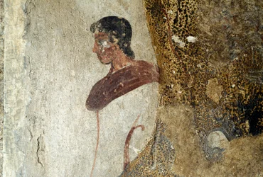 Young man, detail from fresco from Paestum, Campania, Italy, Ancient Greek civilization, Magna Graecia