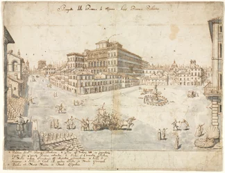 Eighteen Views of Rome: The Piazza Barberini recto, 1665