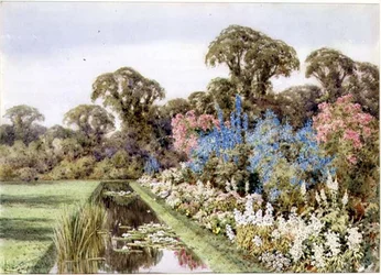 A Herbaceous Border beside a Pond