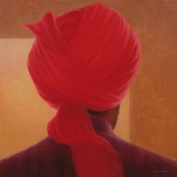 Red Turban on Amber, Deoghar
