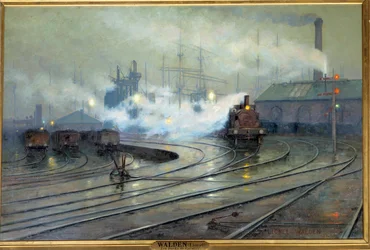 View of Cardiff Docks (painting by Lionel Walden, 1894)