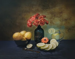 Elegant Lemons and Roses