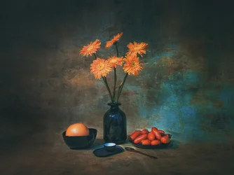 Orange Flowers Still Life