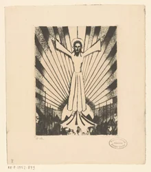 Christ with Outstretched Arms in a Hilly Landscape