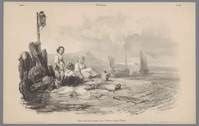 Three Children Playing in a Bay