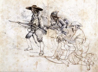Soldiers chouans - drawing by Léonce Pepetit, B.M. de Dinan