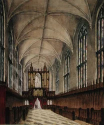Interior of New College chapel after later 18th century alterations, c.1870