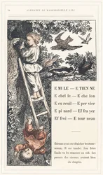 Émile, Étienne, Ladder, Rung, Squirrel, Sparrow, Spinach, Scarer, Farry, Starling, page 18 - Alphabet by Mademoiselle Lili, by L. Froelich and by a dad (Hetzel himself). Bibliothèque & Magasin d