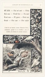 Felix, Lay, Hay, Pheasant, Leaves, Faner, Weasels, Figs, Strawberries, Fruit, Farm, Farmer, Page 19 - Alphabet by Mademoiselle Lili, by L. Froelich and by a Father (Hetzel Himself). Bibliotheque & Magasin d