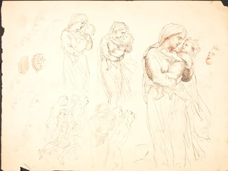 Several Sketches for the Motif "Child on the Arm"