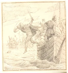 Olaf Tryggvesen Jumps Overboard During the Battle of Svolder