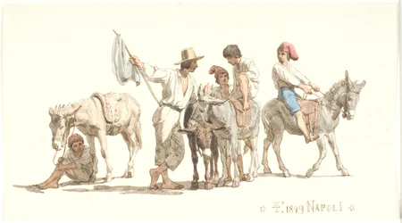 Italians riding donkeys