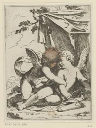 Two Putti Under a Canopy