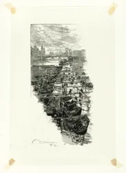 Apple Market, Viewed from the Pont Louis-Philippe, plate seven from Along the Seine and the Boulevards