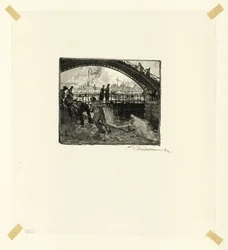 Lock of the Canal Saint-Martin, plate six from Along the Seine and the Boulevards