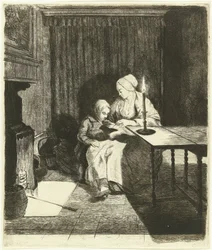 Mother Teaching Her Son