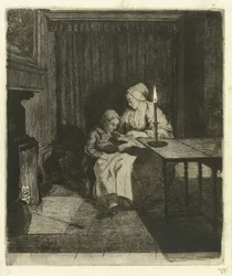 Mother Teaching Her Son