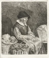 Old Woman Shelling Beans