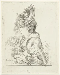 Portrait of a Young Lady with Hat in Profile to the Left