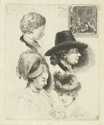 Study Sheet with Portraits of Louis Bernard Coclers and His Family