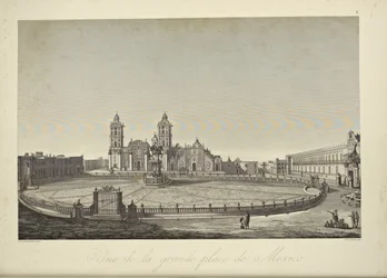 View of the main square, Mexico, illustration from 
