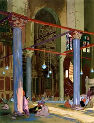 Interior of the al-Muayyad Mosque, Cairo, Egypt, 1928