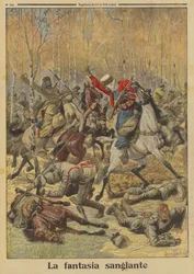 Algerian goumiers of the French Army defeating a larger group of German cavalry, World War I