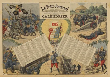 Calendar for 1915, with World War I battlefield scenes