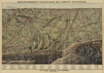 Panoramic view of the sector of the Western Front between Arras and La Bassee, France, World War I