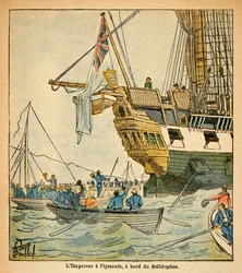 The Emperor Napoleon aboard the Bellerophon arrived in Plymouth in 1815