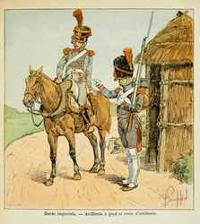 Illustration from the book The Memorial of Saint Helene by Count Emmanuel de Las Cases: The Imperial Guard: Artillery on foot and Artillery Train