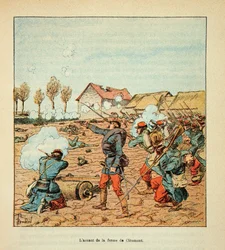 Battle of Coulmiers on 9 November 1870, the assault of the French at the Cleomont Farm